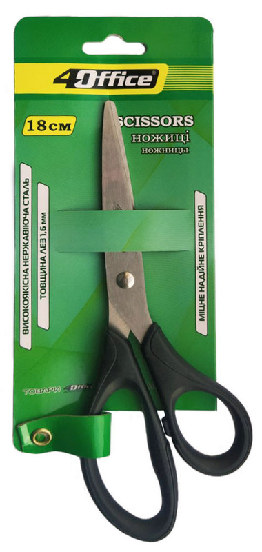 Канцелярські ножиці 4OFFICE (4-438), 180 мм, пластикові ручки